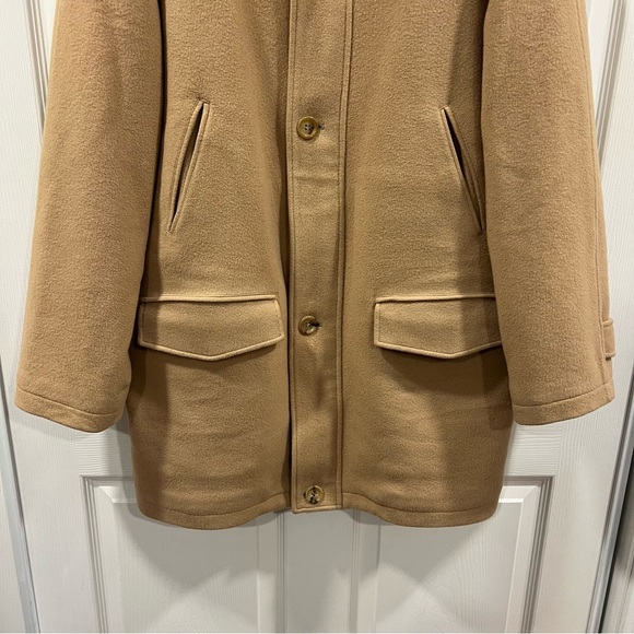 Burberry Men’s Peacoat Camel Tan Mid Length Coat Wool Cashmere Size Medium - Picture 4 of 16